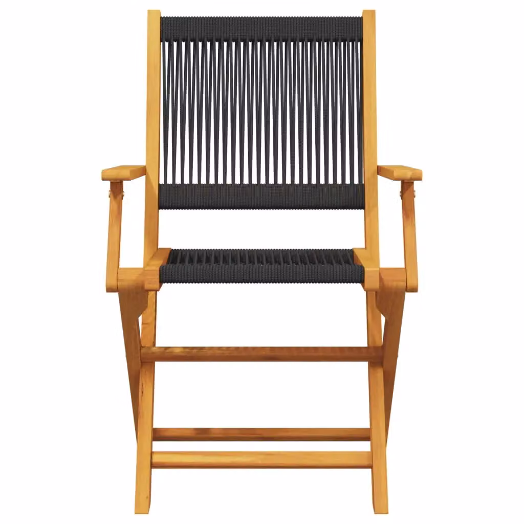 Berkfield Home 3 Piece Black Polypropylene and Acacia Wood Bistro Set – 3