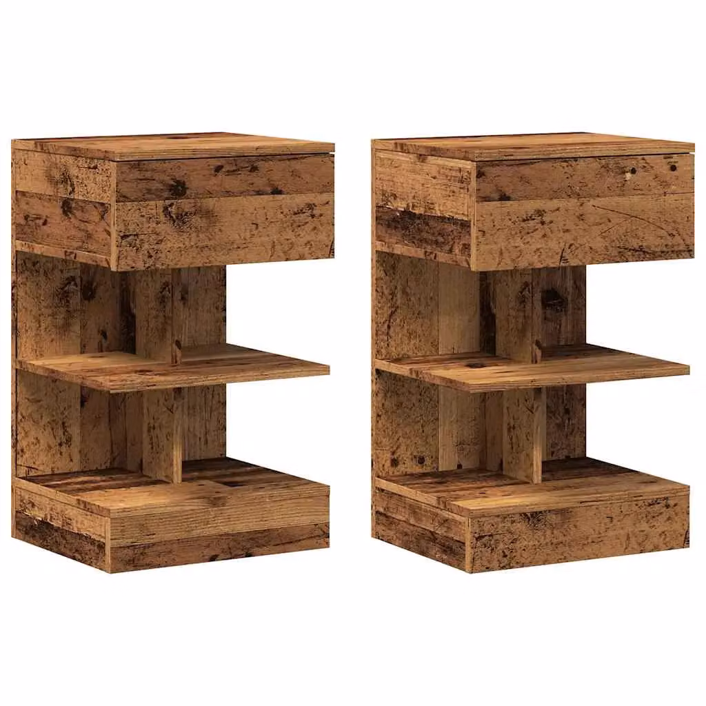Berkfield Home Set of 2 Bedside Cabinets in Old Wood Brown, W/D/H: 40 x 35 x 65 cm – 2