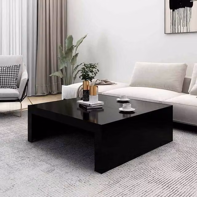 Berkfield Home Modern Square Coffee Table in Black, W/D/H: 100 x 100 x 35 cm – 1