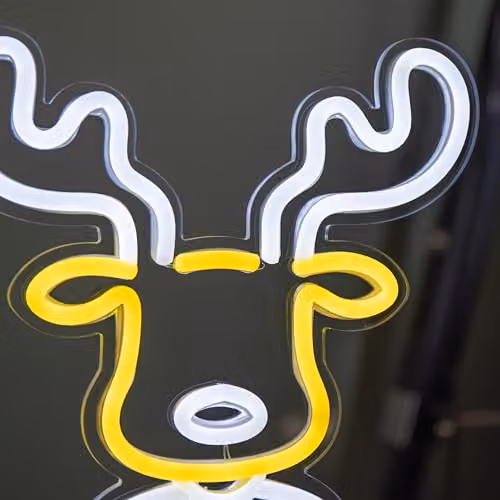 Samuel ALEXANDER 25cm Light up Christmas Reindeer Face Table Top Neon Sign in Yellow, White or Multicolour – 3