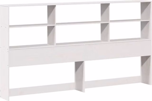 Berkfield Home White Lacquered Solid Wood Pine Headboard with Storage H 110 cm x W 186 cm x D 23 cm