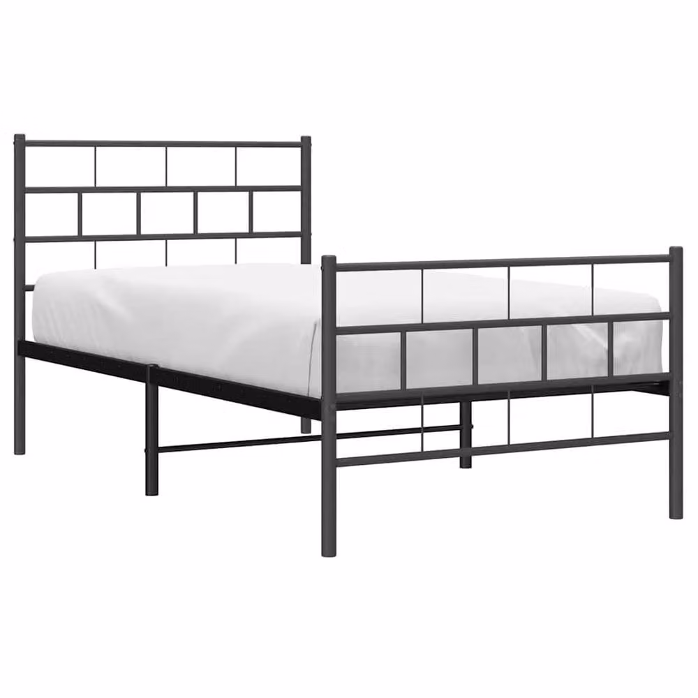 Berkfield Home Metal Bed Frame with Headboard and Footboard in Black, W/L: 100 x 190 cm – 2