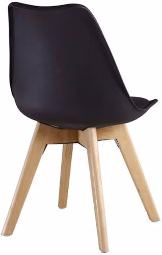 Lorenzo Retro Modern Dining Chairs with Cushioned Synthetic Leather Seat and Solid Beech Wood Legs, Black, Pack of 2 – 12