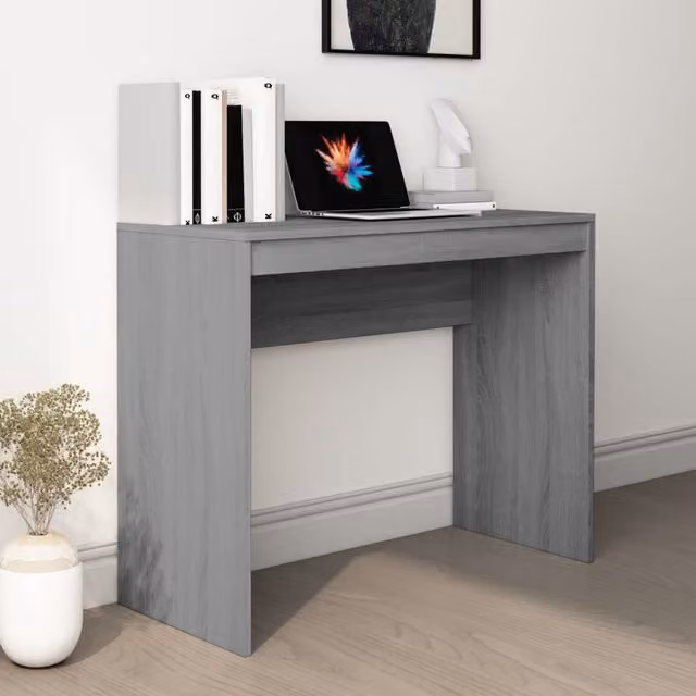 Berkfield Home Modern Computer Desk in Grey Sonoma, W/D/H: 90 x 40 x 72 cm