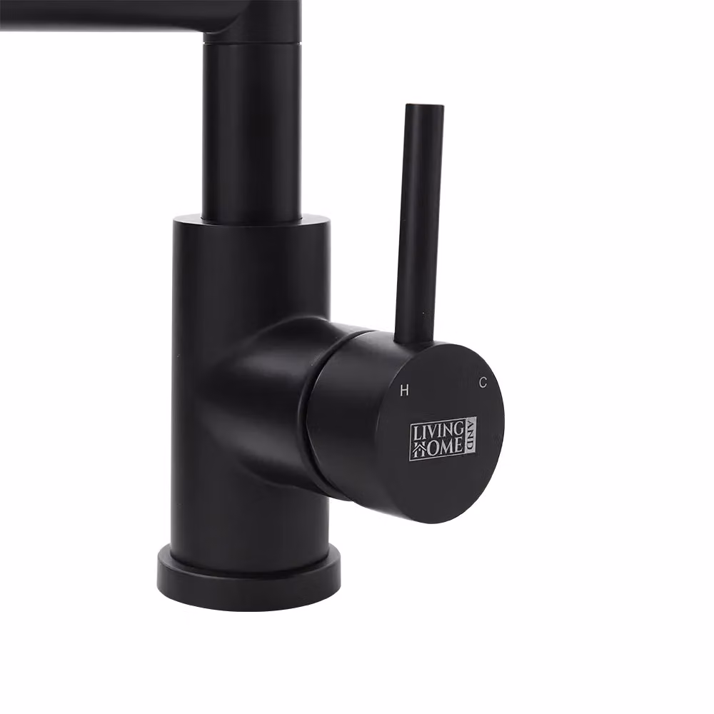 Living and Home Stainless Steel Kitchen Faucet with Pull Down Spring Spout and Pot Filler in Matt Black – 4