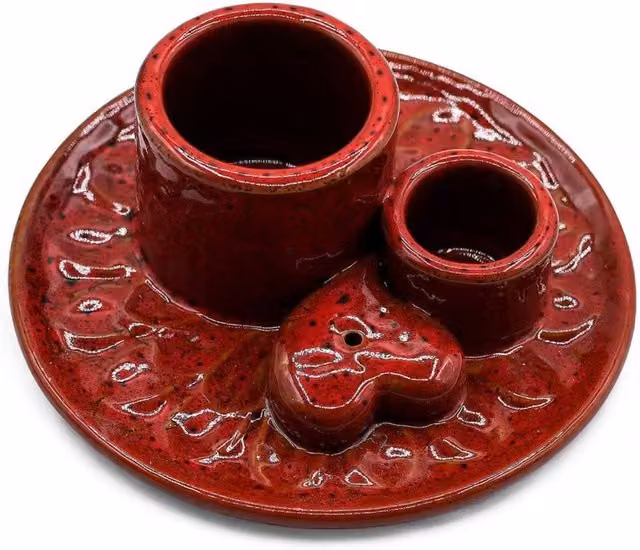 KDMD Mandala Palo Santo Stick and Smudge Holder, Red Ceramic with Heart Gloss Geometric Design – 1