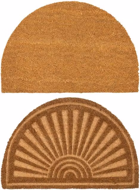 Nicola Spring Semicircular Coir and PVC Door Mat Set, Brown and Black, Pack of 2, W: 60 cm, D: 40 cm – 4