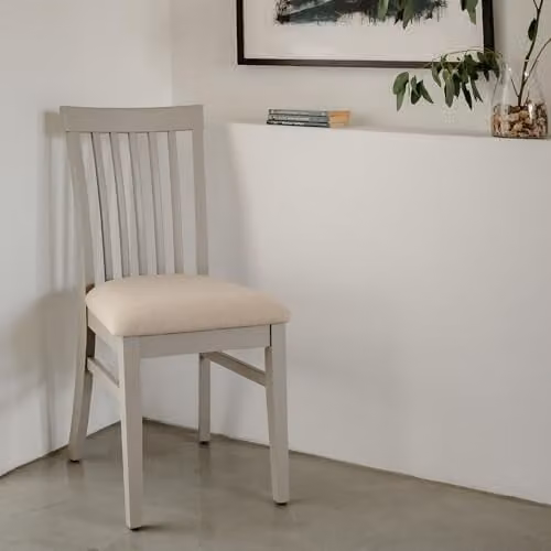 Statement Furniture Florence Wooden Dining Chair with Upholstered High Back in Brown and Beige, W: 45 cm, D: 53 cm, H: 94 cm, Seat Height: 45 cm