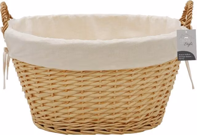 JVL Acacia Willow Storage Baskets in Brown and Beige, 50 cm, 77 l