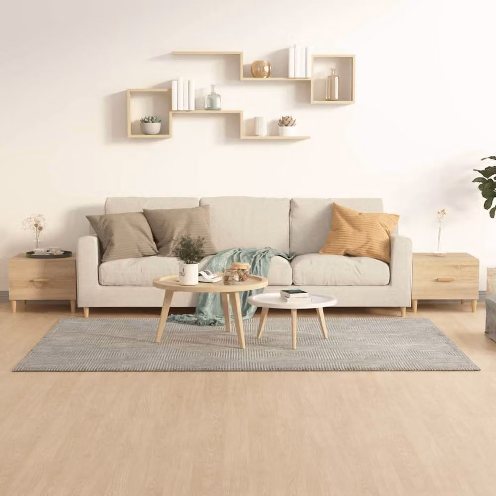 Berkfield Home Set of 2 Sonoma Oak Coffee Tables in Light Tan, W/D/H: 50 x 50 x 40 cm – 2