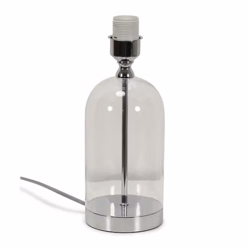 ValueLights Chrome and Transparent Glass Table Lamp Base with Silver Metal Accents
