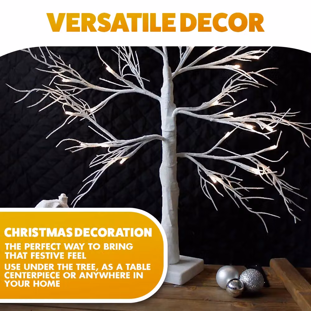 Marco Paul Pre-lit White LED Tabletop Twig Tree in Silver, Height: 140 cm – 4