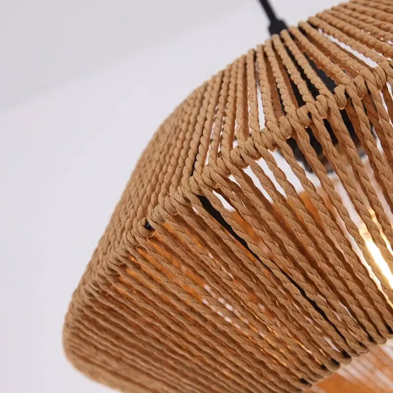 Garwarm Single Pendant Light in Matte Black and Brown Rattan – 5