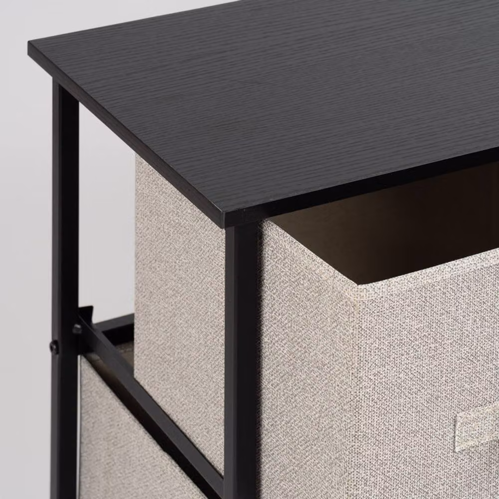 Scottish Everlastings Ltd Modern 5 Drawer Black Cabinet with Beige Fabric Drawers W/D/H: 60 x 30 x 45 cm – 2
