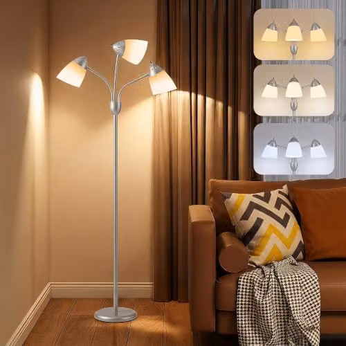 HOMCOM Silver Arc Tree Floor Lamp with Adjustable Light and Bulb Included, Height: 155 cm – 1