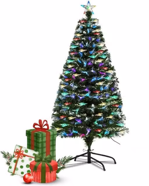 SPETLEK 4ft Pre-Lit Colour Changing RGB LED Fiber Optic Christmas Tree in Green, W: 60 cm, D: 60 cm, H: 100 cm – 1