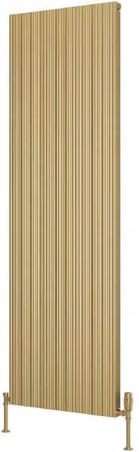 Bathroom Kingdom Melvin Brushed Brass Designer Flat Panel Vertical Radiator, Gold, H 180 cm x W 54 cm
