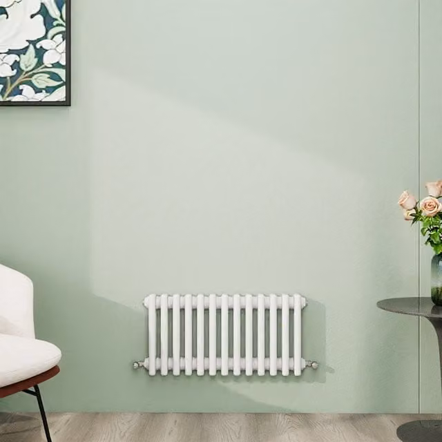 AicaBathroom Horizontal Traditional Cast Iron Style 3 Column Radiator in White, W/H: 60.5 x 30 cm