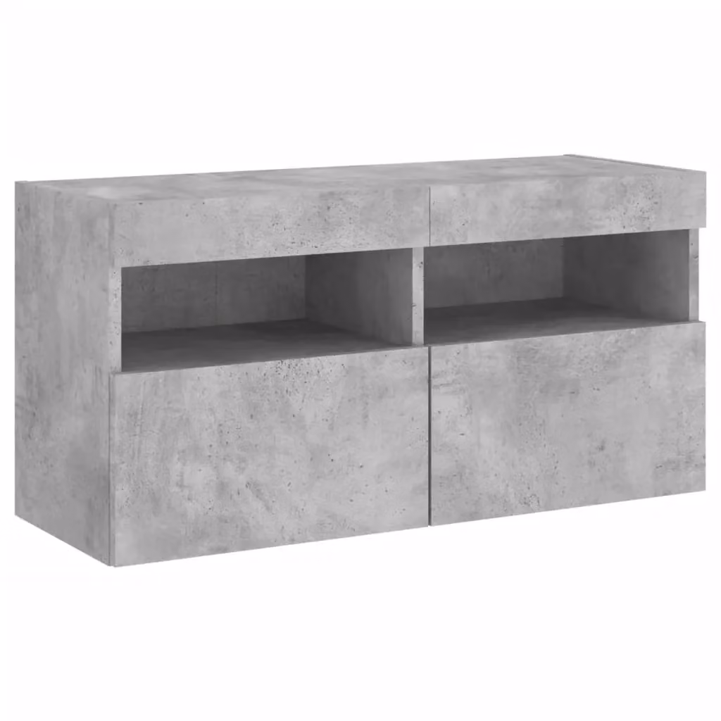 Berkfield Home Modern Wall Mounted TV Cabinet with Integrated LED Lights in Concrete Grey, W: 80 cm, D: 40 cm, H: 40 cm – 3