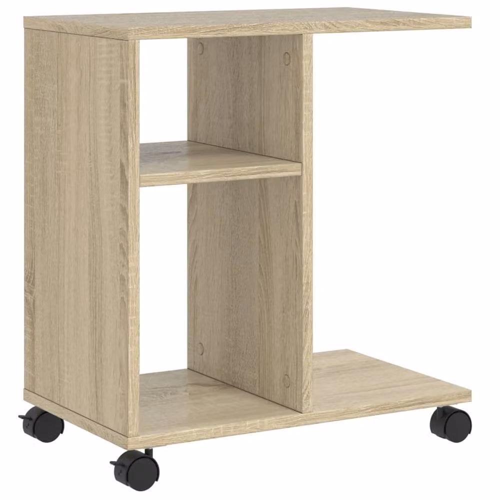 Berkfield Home Sonoma Oak Side Table with Wheels in Light Tan, W: 50 cm, D: 30 cm, H: 55 cm – 2