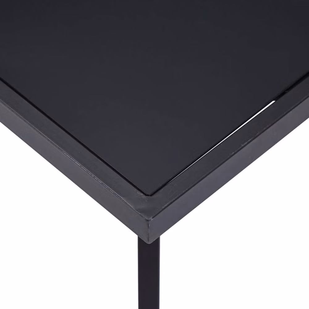 Berkfield Home Black Rectangular Dining Table with Tempered Glass Top, W/D/H: 160 x 80 x 75 cm – 3