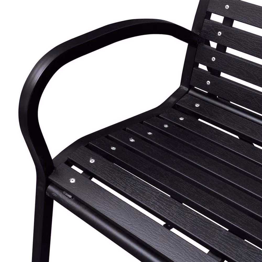 Berkfield Home Modern Garden Bench in Black Steel and WPC, Width: 125 cm – 3