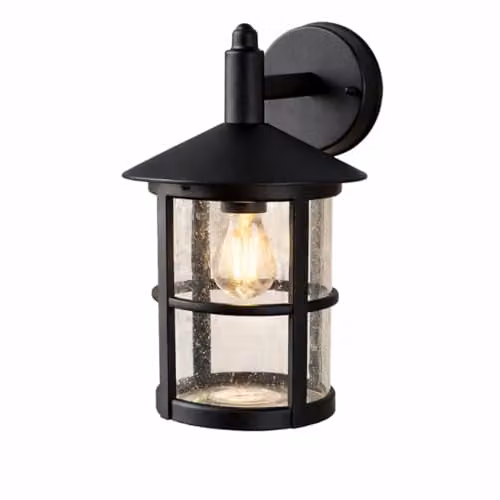 CGC Lighting Black Traditional Outdoor Wall Lantern with Transparent Glass Diffuser – 2