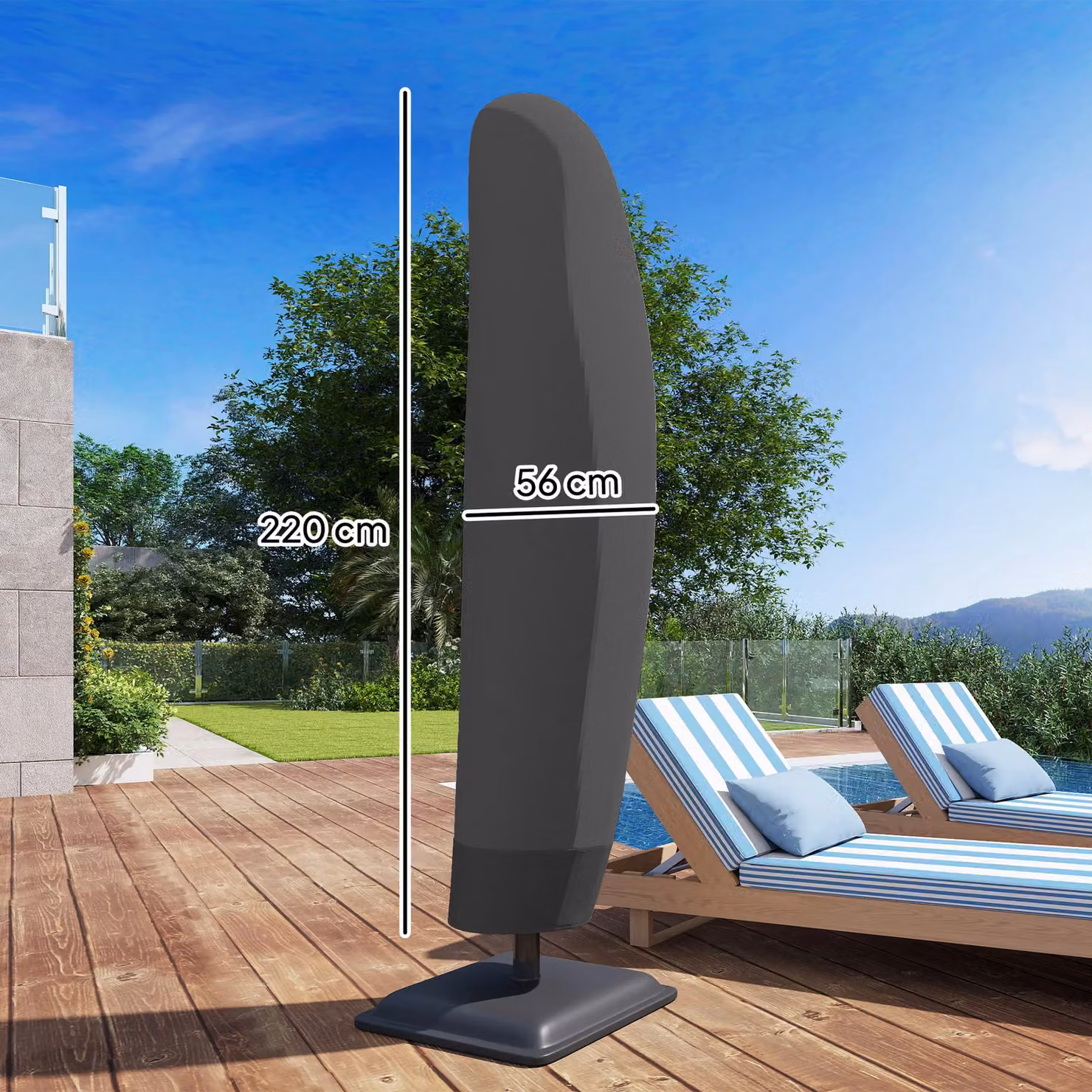 Outsunny Black PVC-Coated Polyester Cantilever Parasol Cover – 3