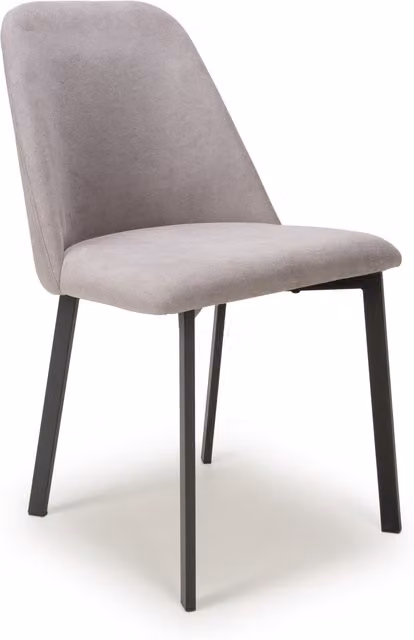 Shankar Pair of Modern Grey Fabric Dining Chairs with Black Metal Legs