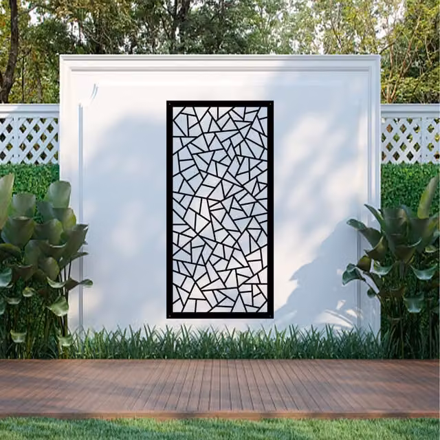 Laser Hut Triangle Mosaic Geometric Metal Wall Art in Black