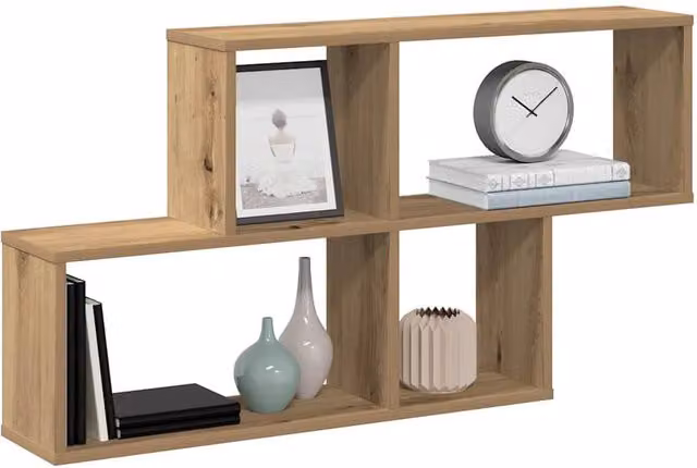 Berkfield Home Artisan Oak Wall Shelf in Brown, W/D/H: 100 x 18 x 53 cm – 1
