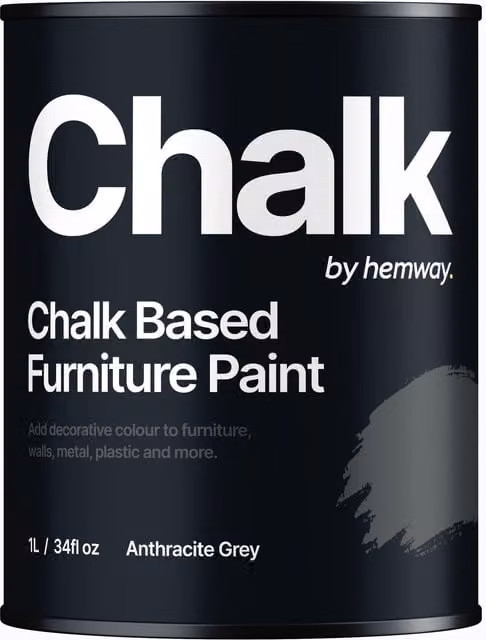 Hemway Chalk Based Furniture Paint in Flat Matt Anthracite Grey, 1 l