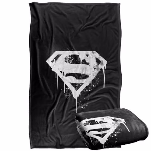 Warner Bros. Superman Graffiti Logo Super Soft Fleece Throw Blanket, Multicolour, W: 91.44 cm x D: 147 cm