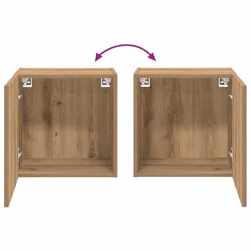 vidaXL Set of 2 Modern Wall Mounted TV Cabinets in Brown Artisan Oak Engineered Wood – 4