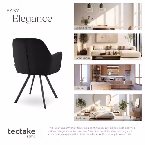 tectake Lucia Armchair in Black – 8