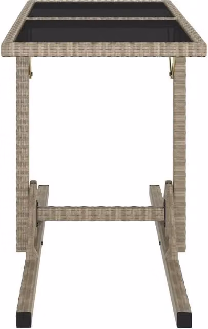 Berkfield Home Beige Poly Rattan and Glass Rectangular Garden Table W/D/H: 110 x 53 x 72 cm – 1