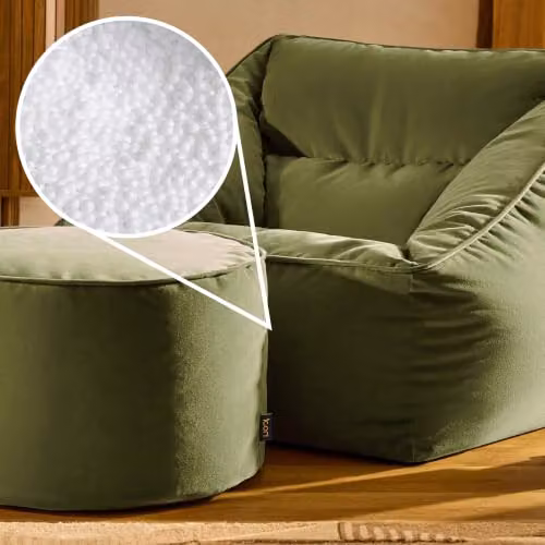 icon Natalia Velvet Adults Bean Bag Armchair and Pouffe Set in Dusk Pink and Olive Green – 11