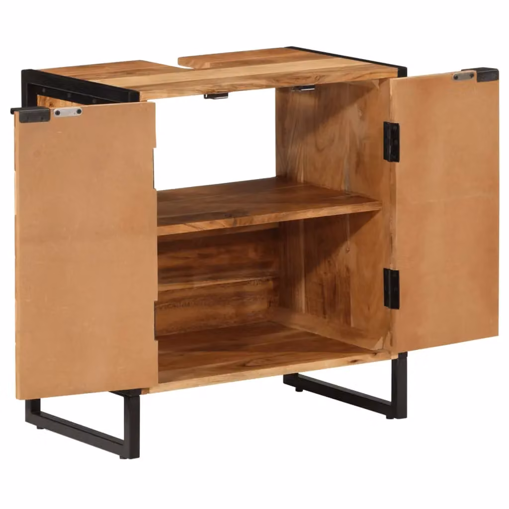 Berkfield Home Industrial Bathroom Cabinet in Brown Acacia Wood and Iron, W/D/H: 55 x 35 x 60 cm – 2