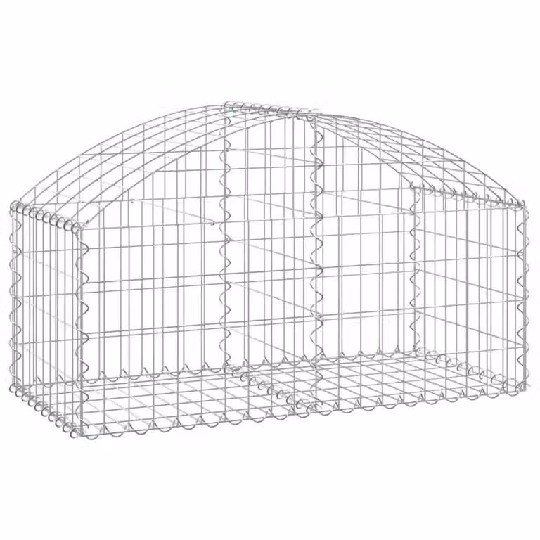 Berkfield Home Arched Gabion Basket in Silver Galvanised Steel W/D/H: 100 x 50 x 40/60 cm