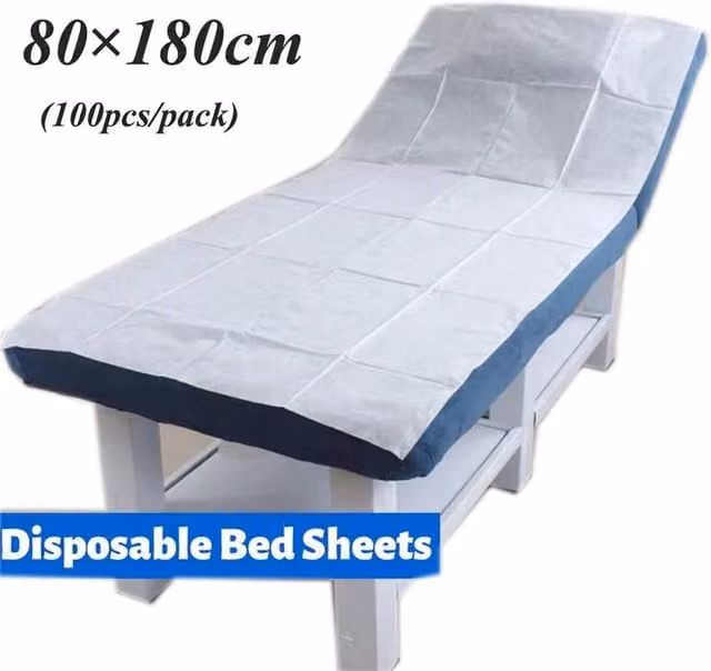 SPETLEK 100 Pieces White Disposable Non-woven Emperor Bed Sheets
