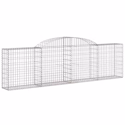 vidaXL Arched Gabion Baskets, 30 Pieces, Silver Galvanised Steel, W: 300 cm, D: 30 cm, H: 80/100 cm