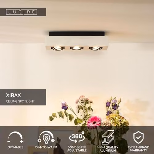 Lucide Xirax Dimmable Adjustable LED Ceiling Spotlight, White, GU10 – 2