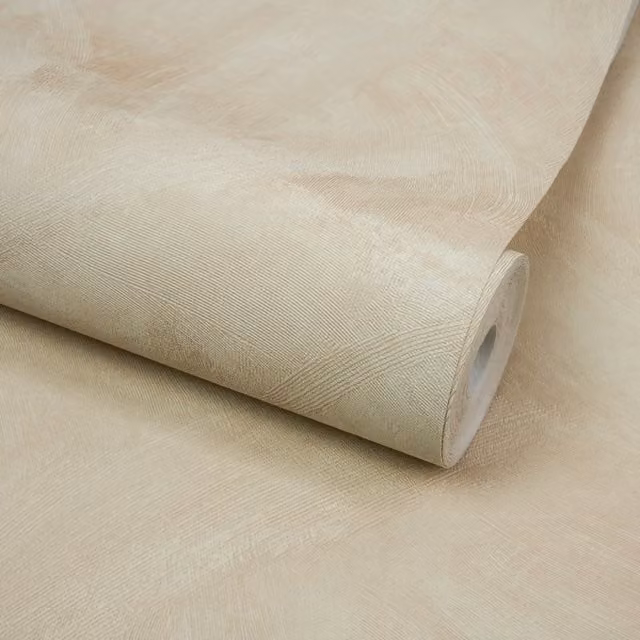 Grandeco Serra Rustic Limewash Chalk Paint Plaster Effect Textured Wallpaper in Beige and Sand