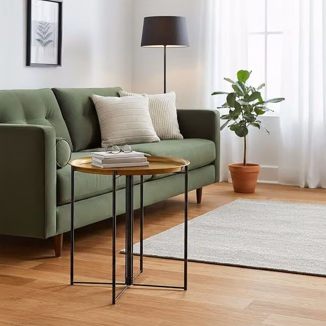 Orsina Contemporary Round Metal Side Table in Gold and Black – 2
