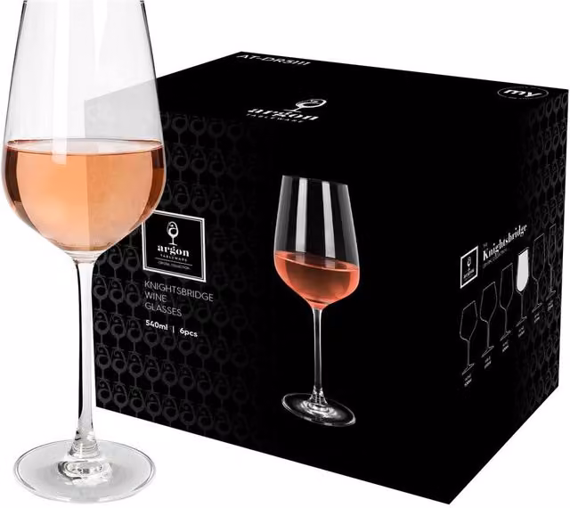 Argon Tableware Knightsbridge Lead-Free Crystal Rosé Wine Glasses, 540ml, Pack of 24, Transparent – 2