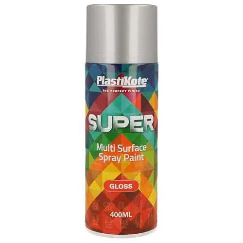 Plasti-kote 1149 Super Gloss Metal Paint in Silver, 400ml