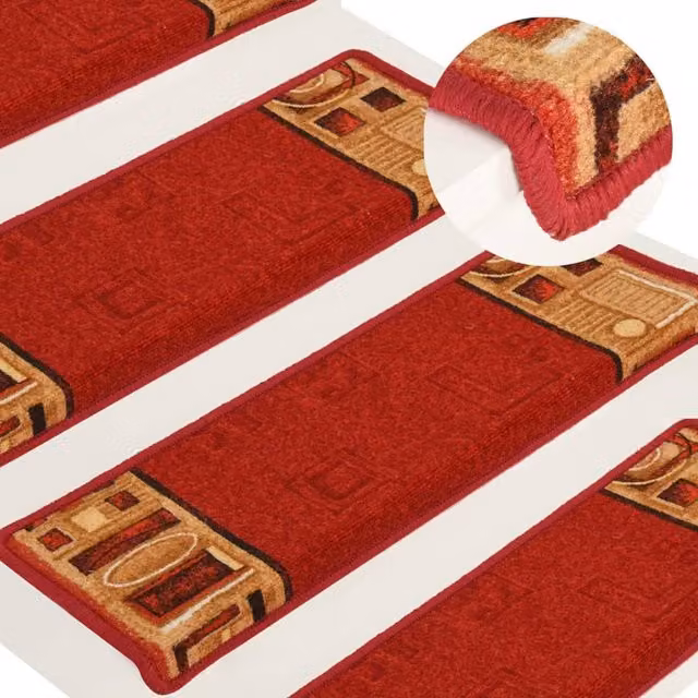 Berkfield Home Self-adhesive Stair Mats, 10 Pieces, Red, W: 65 cm, D: 21 cm, H: 4 cm