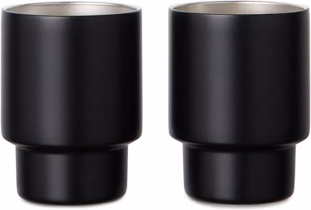 Vinga Nagano Double Walled Stackable Stainless Steel Mug Pack of 2 in Black