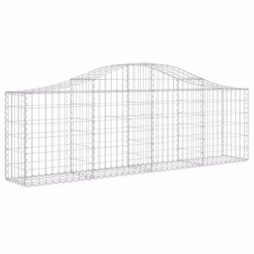 vidaXL Set of 10 Arched Gabion Baskets in Silver Galvanised Steel, W: 200 cm, D: 30 cm, H: 60/80 cm