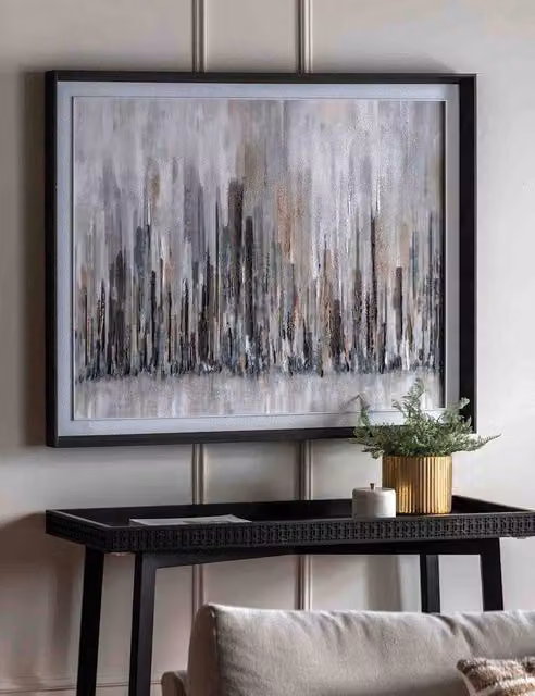 Gallery Direct Urban Silence Modern Abstract Framed Wall Art in Grey and Black